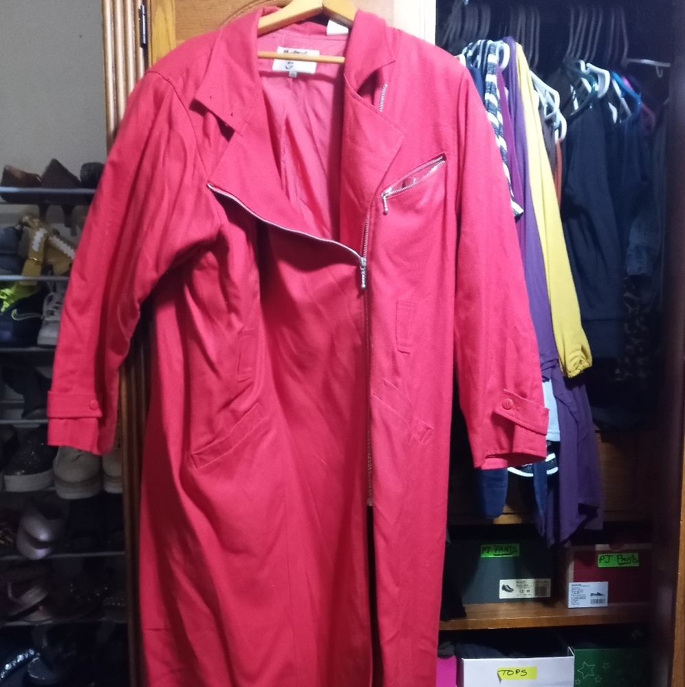 Red I guess you would call trench coat? Very classy